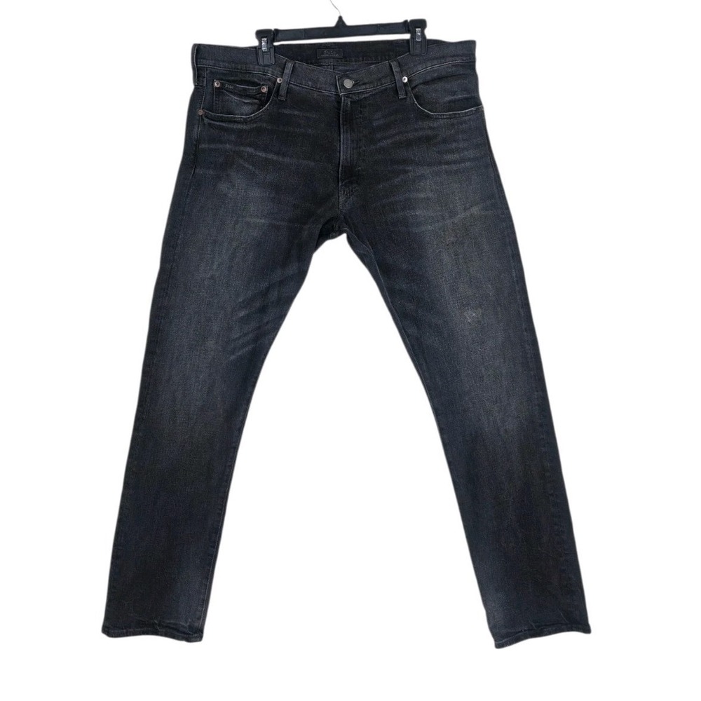 Polo Ralph Lauren Sullivan Slim Jeans Mens 38x32 Black Faded Denim Stretch